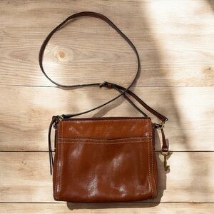 Fossil Emma Crossbody Purse Leather Tan Bag Textured ZB6842